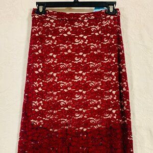 Babaton Burgundy Lace Skirt (KM0066)
